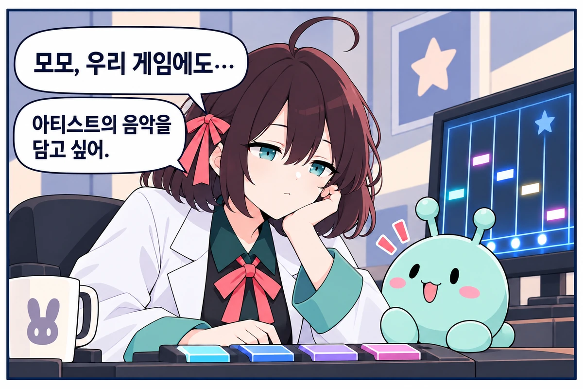 9화면. 우리 게임에서 아티스트의 음악을 듣고 싶어