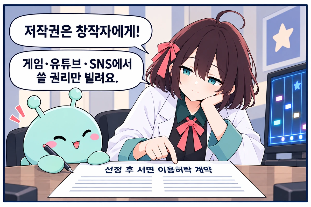 15화면. 저작권은 창작자에게, 선정 후 이용허락
